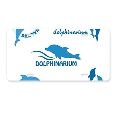Imagem de Placa de licença de biologia golfinho oceano azul decoração de carro acessório de aço inoxidável