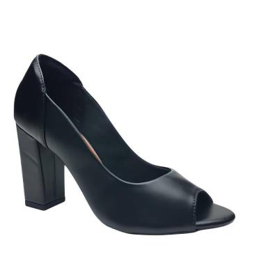 Imagem de Peep Toe Salto Bloco Cor Preto
