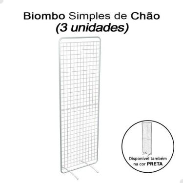 Imagem de Kit 3 Biombo Expositor Simples De Chão Aramado Loja Branco - Águia Spv