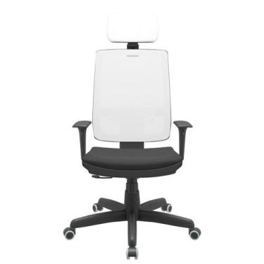 Imagem de Cadeira Office Brizza Tela Branca Com Encosto Assento Aero Preto Relax
