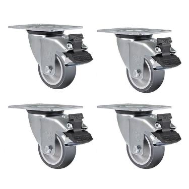 Imagem de 4 Rodizio Giratório PVC 3 POL até 60kg com Freio GL312BP SCHIOPPA