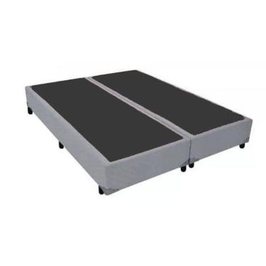 Imagem de Base Cama Box Bipartido Queen Size Material Sintético Cinza 40x158x198