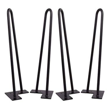 Imagem de Conjunto de 4 pernas de sofá de madeira, pés de móveis de mesa de café afunilados, pernas de substituição de armário, com placa de montagem e parafusos e tapetes antiderrapantes para sofá mesa cadeira