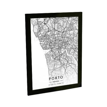 Imagem de Quadro Decorativo A2 Porto Portugal Mapa Pb Viagem Decoração Poster