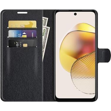 Imagem de Capa Capinha Carteira Para Motorola Moto G73 Tela De 6.5 Case Flip Couro (Preta)