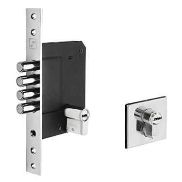 Imagem de Fechadura Alta Segurança Trava auxiliar F-A9894A, Euro cilindro 70mm; Roseta quadrada Polida, F-1L, Fortezza