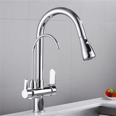 Imagem de Torneiras de cozinha guindaste para cozinha filtro de água torneira três maneiras pia misturador torneira da cozinha, 0195 cromo, china