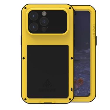 Imagem de LOVE MEI Capa para iPhone 15 Pro Max, capa rígida militar resistente à prova de choque à prova de poeira/sujeira à prova d'água de alumínio híbrido + silicone + vidro temperado capa dura para iPhone