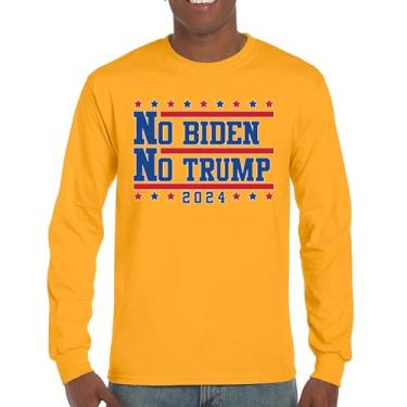 Imagem de Camiseta de manga comprida No Biden No Trump 2024 Vote Eleição Presidencial Candidato Democrata Republicano Independente, Amarelo, XXG