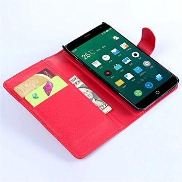 Imagem de Manyip Capa MEIZU MX4, capa de telefone de couro, protetor de ecrã de Slim Case estilo carteira com ranhuras para cartões, suporte dobrável, fecho magnético