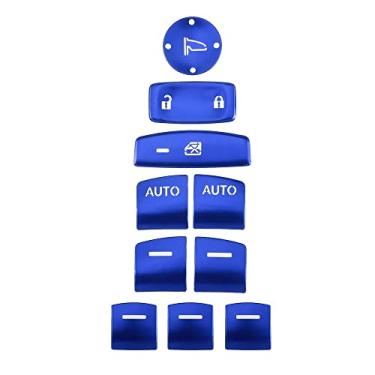 Imagem de A ABSOPRO Adesivo decalque de acabamento de botão de janela mestre de carro para Honda Accord 2018-2022 azul (conjunto de 10)
