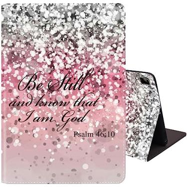 Imagem de Capa para iPad Mini 5, Mini 4, iPad Mini 1/2/3, capa de couro inteligente ajustável para despertar/hibernar, para iPad Mini 5ª/4ª geração 7,9 polegadas - verso bíblico de fundo rosa Salmo 46:10