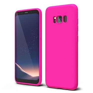 Imagem de oakxco Capa de telefone projetada para Samsung Galaxy S8 de silicone, cor brilhante neon vibrante, capa de telefone de gel de borracha macia para mulheres e meninas, fina, fina, flexível, protetora TPU 5,8 polegadas, rosa choque