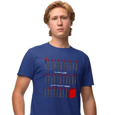 Imagem de Camisa Camiseta Masculina Estampada O Conteúdo É Fogo 100% Algodão Fio