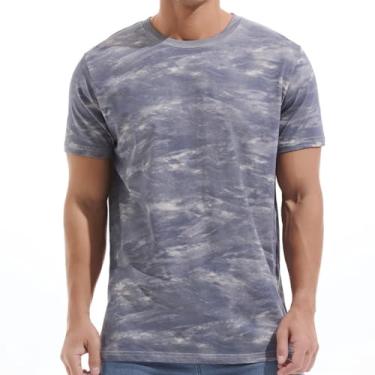 Imagem de KLIEGOU Camiseta masculina de gola redonda hipster - camiseta casual estilosa com estampa ajustada para homens, Bege 502, M