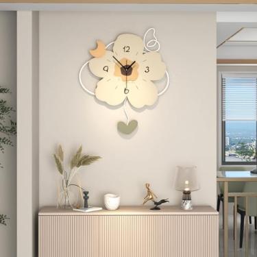 Imagem de JUJUDA Relógio de parede grande para decoração de sala de estar, relógio de parede decorativo moderno para cozinha, escritório, quarto, 50 cm, relógio de parede grande e silencioso com pêndulo operado