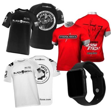 Imagem de Kit 3x Camiseta Black Skull Preta Bope + Branca Caveira + Vermelha Zyzz Integral Blusa-Unissex