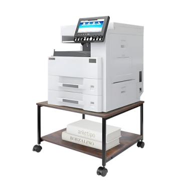 Imagem de EMERIT Suporte para impressora, 49,5 x 19,5 x 12,8 polegadas, mesa grande de 2 camadas, impressora a laser, carrinho de impressora resistente com rodas para escritório em casa - 45 kg cada camada