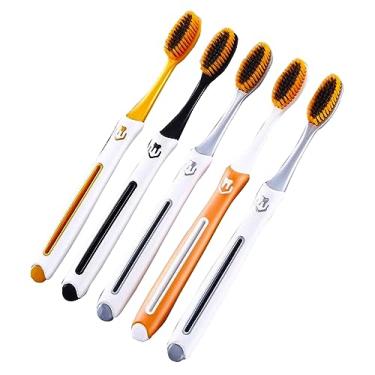 Imagem de RYZGOJV Escovas de dentes premium embaladas individualmente, cerdas de nylon macias multicoloridas, escovas de limpeza para dentes sensíveis e gengivas recuadas, 4 peças - A05