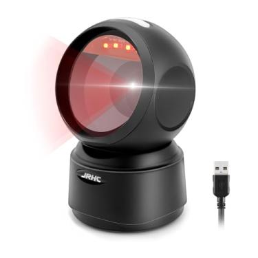 Imagem de JRHC Scanner de código de barras de mesa 2D 1D, scanner de plataforma de detecção automática omnidirecional, leitor de código de barras QR com fio USB com mãos livres