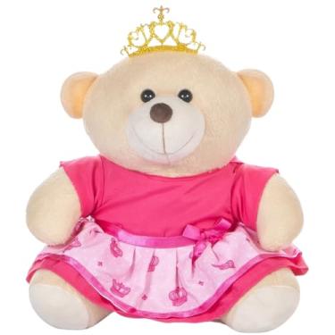 Imagem de Urso De 25cm Para Nicho Decoração Menina Princesa Coroa Pink Bebê Baby Decoração Quarto Festa Pelúcia Presente Revelação Deluxe