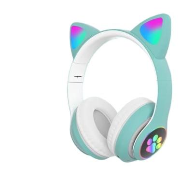 Imagem de Waillynice Fone de ouvido sem fio BT com controle de microfone LED infantil menina estéreo música capacete fone de ouvido Bluetooth (verde)