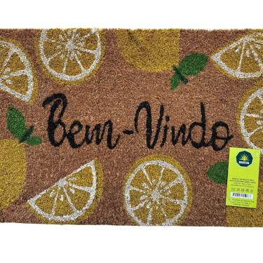 Imagem de Capacho de Fibra de Coco Pvc Pintado Bem-vindo Limoes 40cm X 60cm Bege / Amarelo