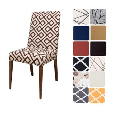 Imagem de Kit 4 Capas Cadeiras De Jantar Spandex Importado Elástico- Várias Estampas (Rattan)