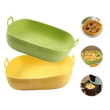Imagem de Forros de silicone para fritadeira a ar, quadrados, 21 cm, 2 peças, antiaderentes, reutilizáveis, airfryer, de silicone, cesta de cozimento para fritadeira a ar de 5,8 a 8 Qt, bandeja de suporte sobre