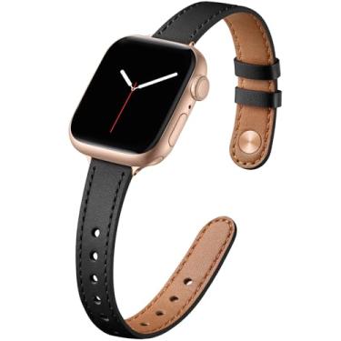 Imagem de IMIVIO Pulseiras femininas de couro genuíno de grão superior para Apple Watch Ultra, SE de 40 mm, 44 mm, 45 mm, 41 mm, 38 mm, 42 mm, 46 mm e 49 mm para Apple Watch Ultra SE séries 10/9/8/7/6/5/4/3