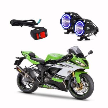 Imagem de Par Farol de Milha Angel Eye U7 Azul para Moto Kawasaki NINJA ZX 6R 63