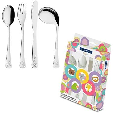 Imagem de Tramontina 66970010 Jogo de Talheres Infantil Aço Inox com 4 Peças, Prata