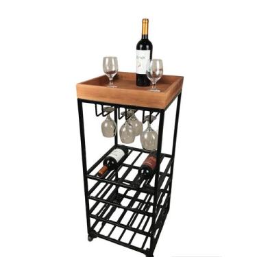 Imagem de Carrinho Adega Ferro e Madeira P - Minas Artesanato