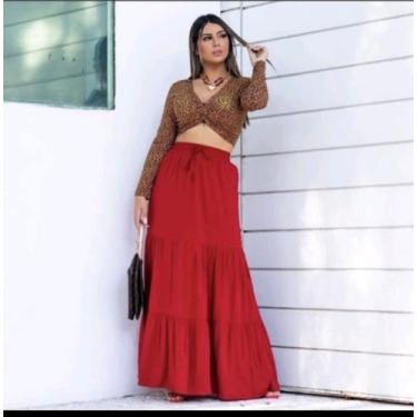 Imagem de Saia 3 Tres Marias Longa Femenina Modelo Soltinho em Tecido Viscolinho