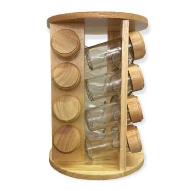 Imagem de Portatempero de bambu artesanal com 16 garrafas conjunto casa cozinha 