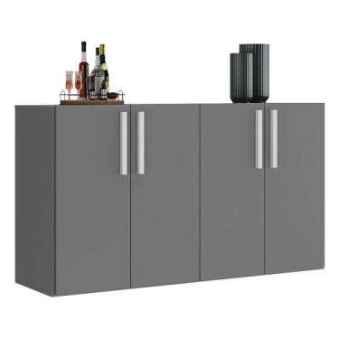 Imagem de Aparador Buffet 4 Portas Suspenso Viena Multimóveis V3605, Grafite/Bra