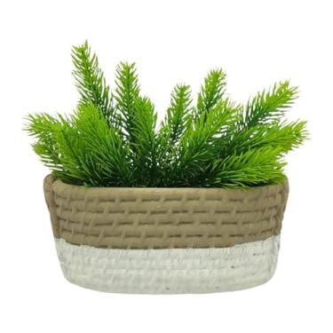 Imagem de Up2u Decor - Vaso Cachepot Grande Cimento Modelo Cesta Rustico com Planta