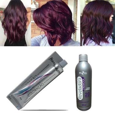 Imagem de Kit Vinho Marsala 1 Coloração 66.26 e 01 OX 20 90ml Mairibel