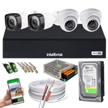 Imagem de Kit 4 Câmeras Full HD 1080p + DVR Intelbras MHDX 3004-c C/HD
