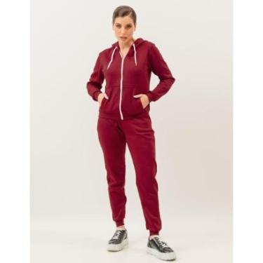 Imagem de Roupa de Frio Conjunto Moletom Calça Blusa Agasalho Abrigo Manga comprida-Feminino