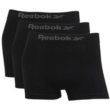 Imagem de Kit 3 Cuecas Boxer Masculina Sem Costura Reebok Microfibra, Preto, M