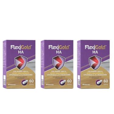 Imagem de Kit 3 Flexigold Ha Colágeno Tipo 2, Ácido Hialurônico E Vitaminas. - H
