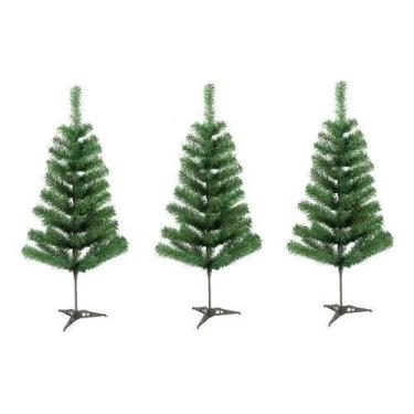 Imagem de Kit 3 Árvores De Natal Pinheiro Verde Canadense 86 Galhos 90cm A0011 -
