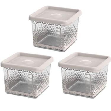 Imagem de Kit 3 Potes Para Alimentos Transparente Prisma 430Ml C/Tampa - Potte