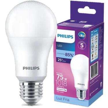 Imagem de Kit 10 Lampada Led Bulbo Philips 11w Branco Frio 6500K E27, 100V - 240