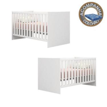 Imagem de Berços Gemeos Americano Colchão 70 cm Physical Doce Sonho Branco Qmovi