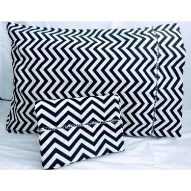 Imagem de Kit 2 Fronhas De Chevron Estampado  Algodão Ponto Palito 90x50 - Thais