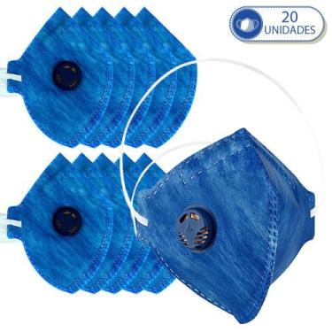 Imagem de 20 Máscaras Descartáveis com Válvula Respiratória Para Proteção KN910 