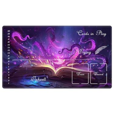 Imagem de EDGFRTOIO Playmat Compatible with Lorcana TCG Zone Card Game Playing, Magic Play Mats 24x14 Commander Deck Gaming Desk Duel Card Gameplay Mat, Sea Witch Spell Book
