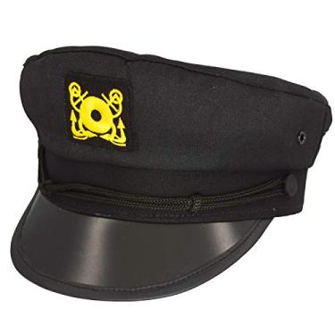 Imagem de Teens Admiral Captain Hat Snapback Embroidery Anchor Skipper Nautical Party Hats (Black 2)
